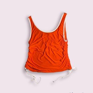Orange & White Ruched Tank Top